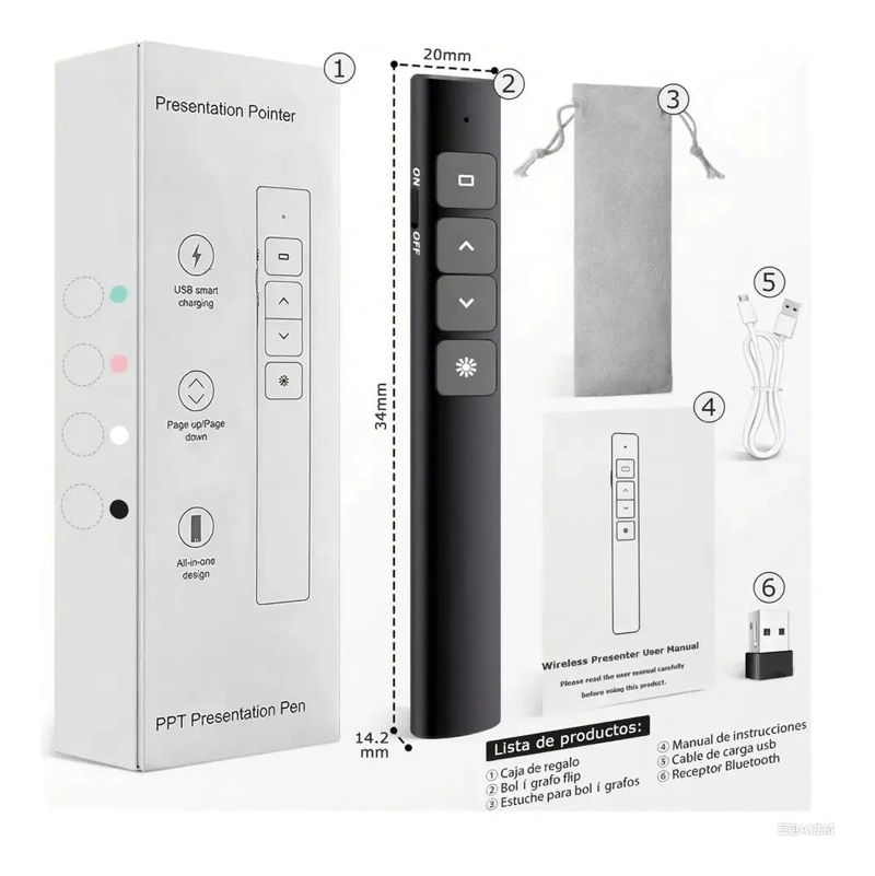 CONTROL REMOTO INALAMBRICO PARA PRESENTACIONES CON PUNTERO LASER - 8