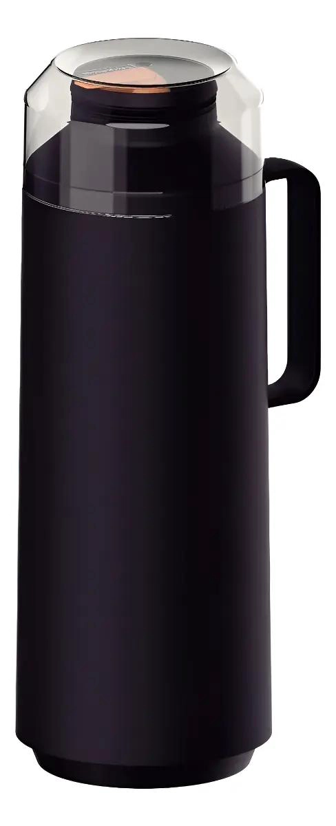 TERMO DE PLASTICO NEGRO CON AMPOLLA DE VIDRIO DE 1 LITRO - 1