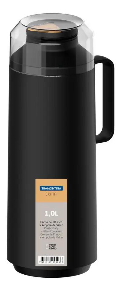 TERMO DE PLASTICO NEGRO CON AMPOLLA DE VIDRIO DE 1 LITRO - 2