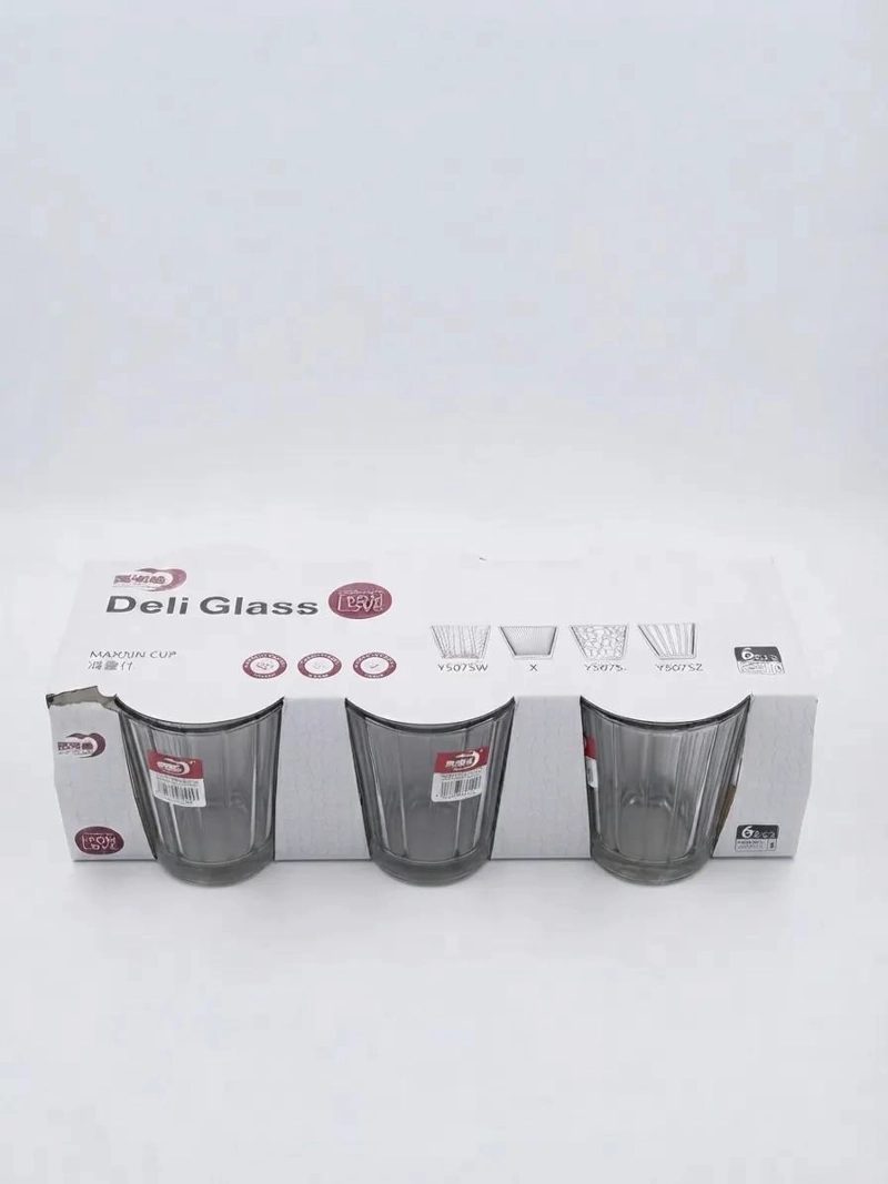 SET DE 6 VASOS DE VIDRIO TALLADOS DE 270 ML PARA BEBIDAS - 2