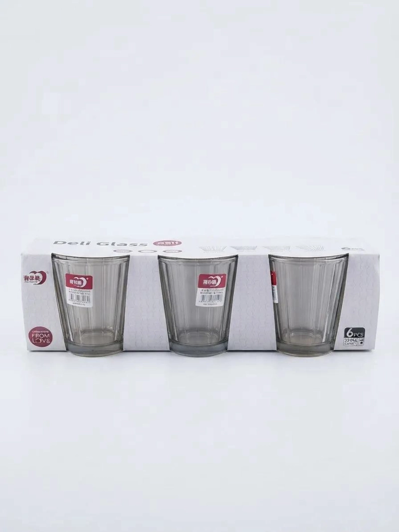 SET DE 6 VASOS DE VIDRIO TALLADOS DE 270 ML PARA BEBIDAS - 4