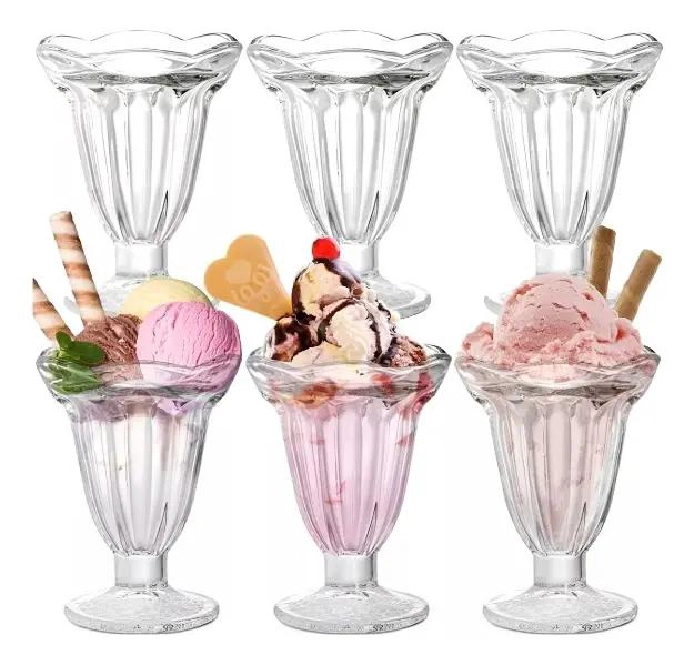 ELEGANTES COPAS DE VIDRIO PARA POSTRES Y HELADOS PACK DE 6 - 1