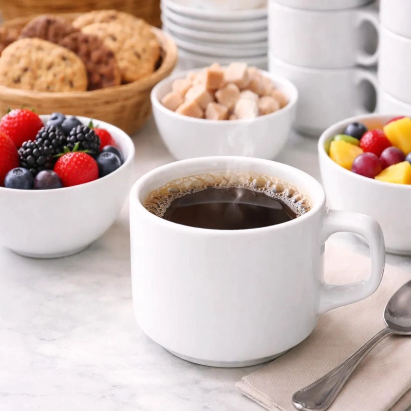 SET DE 6 TAZAS DE PORCELANA APILABLES PARA BEBIDAS CALIENTES - 2