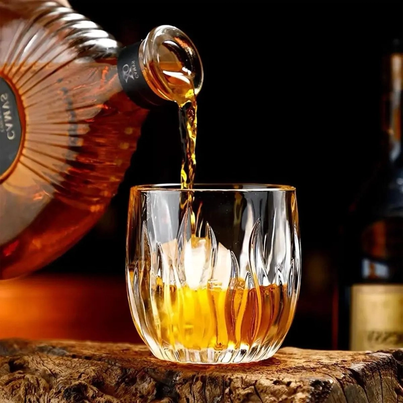SET DE 6 VASOS DE WHISKY BAJOS DE VIDRIO ELEGANTES 280ML - 1