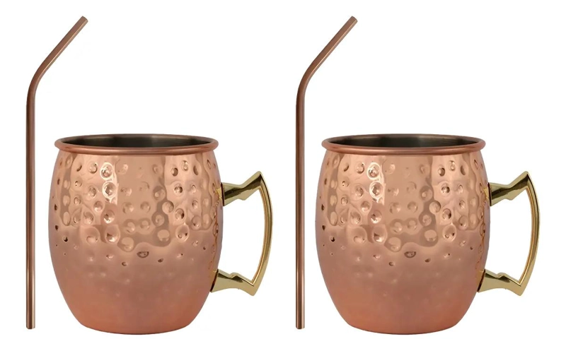 SET DE 2 VASOS DE ACERO INOXIDABLE COLOR COBRE - 1