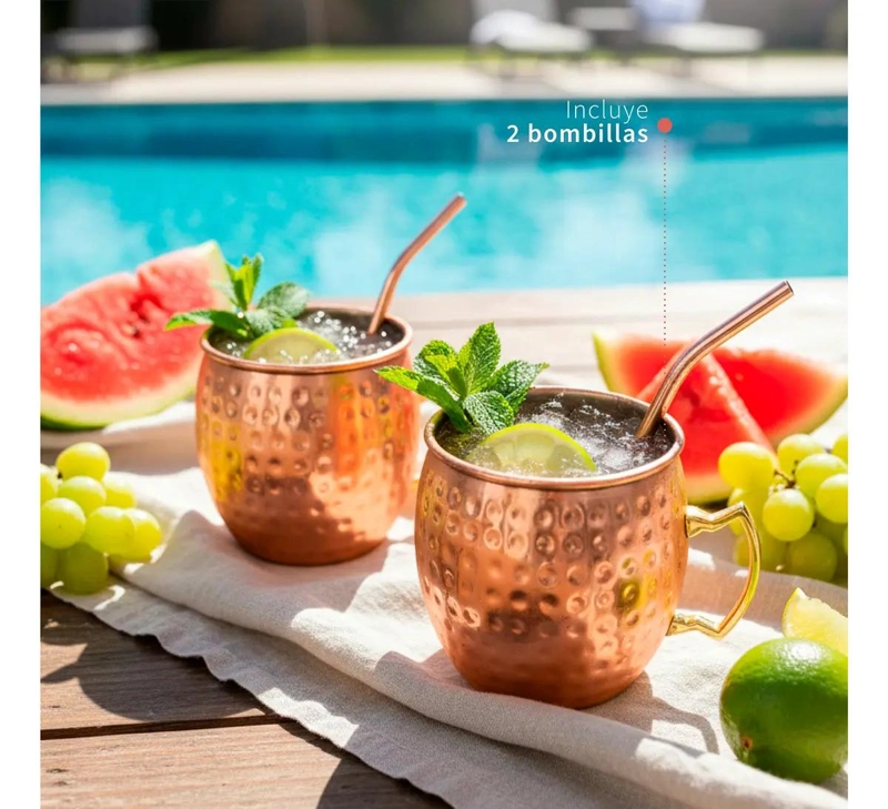 SET DE 2 VASOS DE ACERO INOXIDABLE COLOR COBRE - 7