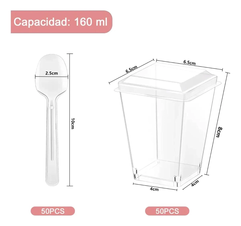 SET DE 50 VASOS DE PLASTICO PARA POSTRES Y DEGUSTACIONES - 2
