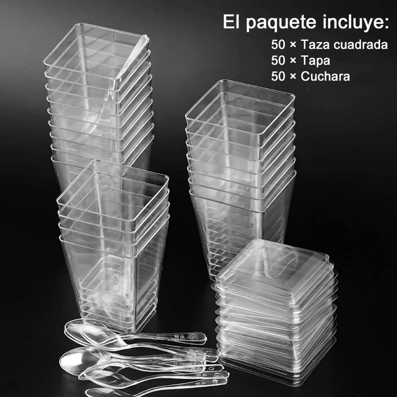 SET DE 50 VASOS DE PLASTICO PARA POSTRES Y DEGUSTACIONES - 3