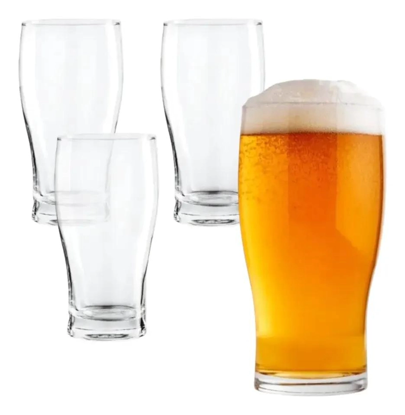 SET DE 4 VASOS CERVECEROS DE VIDRIO 560ML TRANSPARENTE - 6