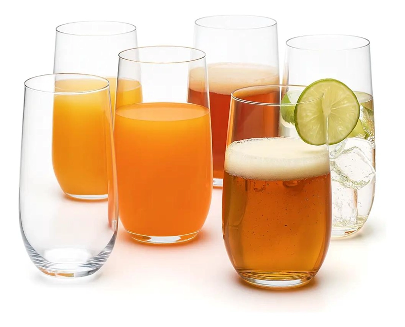 SET DE 6 VASOS DE VIDRIO RESISTENTE DE 520 ML PARA BEBIDAS - 1