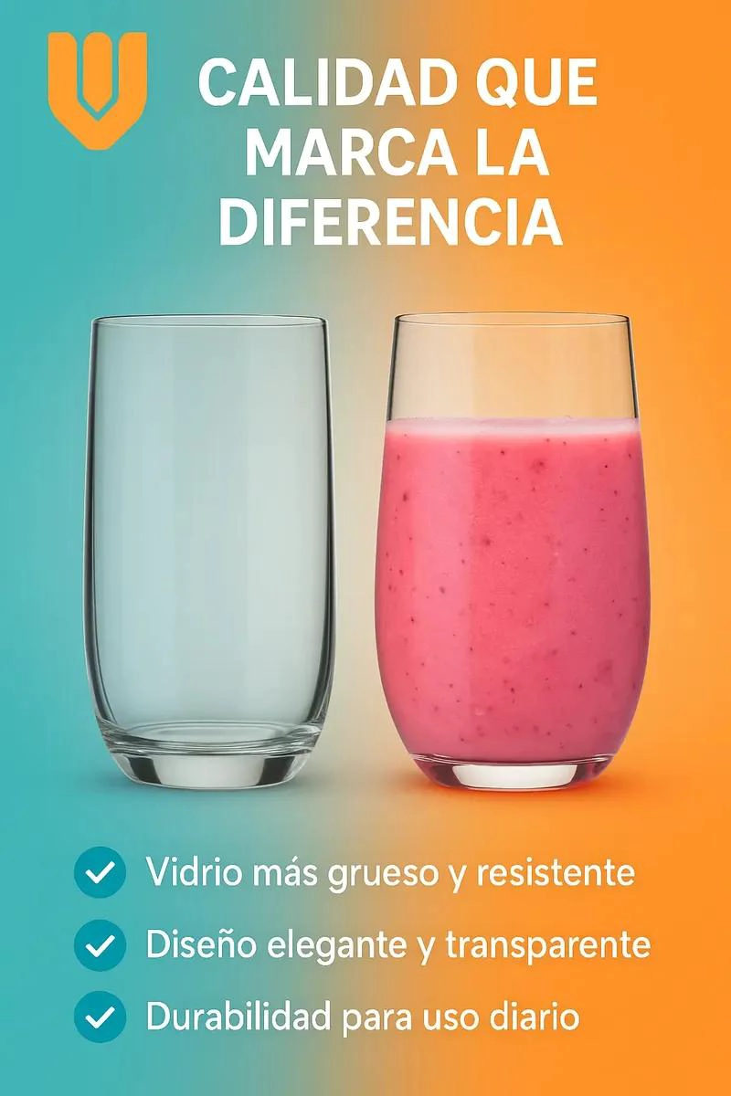 SET DE 6 VASOS DE VIDRIO RESISTENTE DE 520 ML PARA BEBIDAS - 6