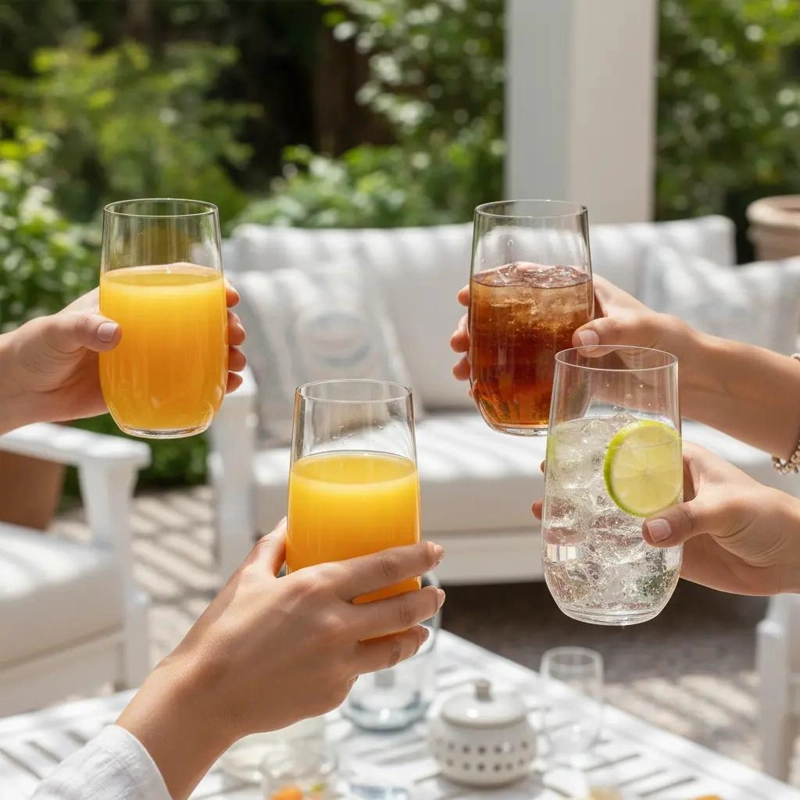 SET DE 6 VASOS DE VIDRIO RESISTENTE DE 520 ML PARA BEBIDAS - 7