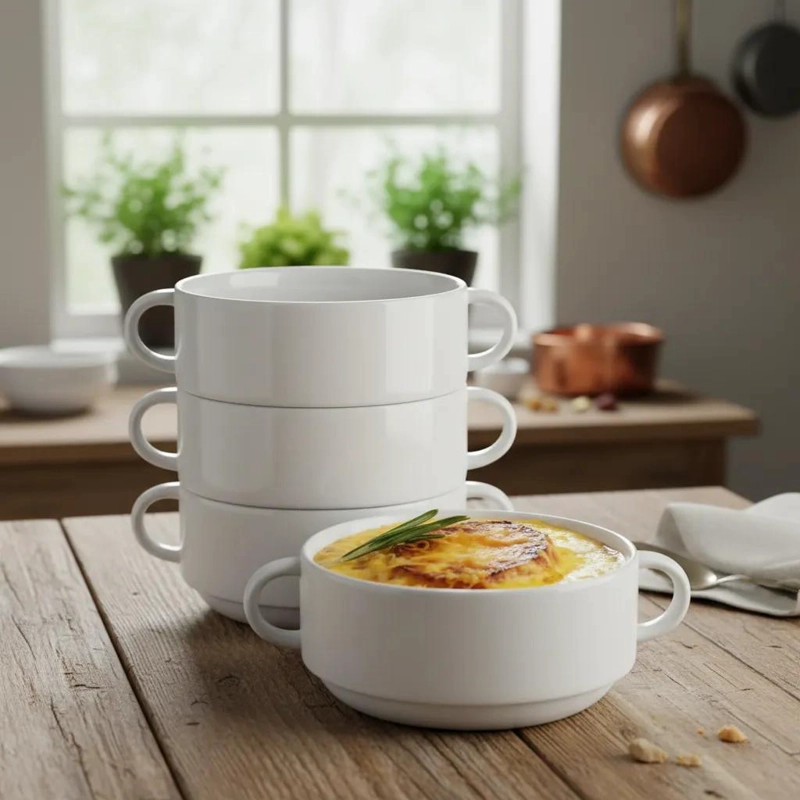 SET DE 6 POCILLOS CUENCOS DE CERAMICA PARA SOPA 260ML - 1