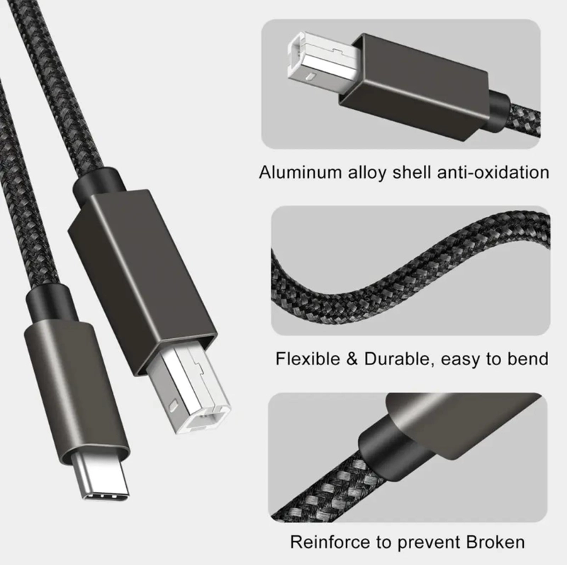 CABLE USB C A USB B DE 1.5 METROS PARA IMPRESORAS Y ESCANERES - 3