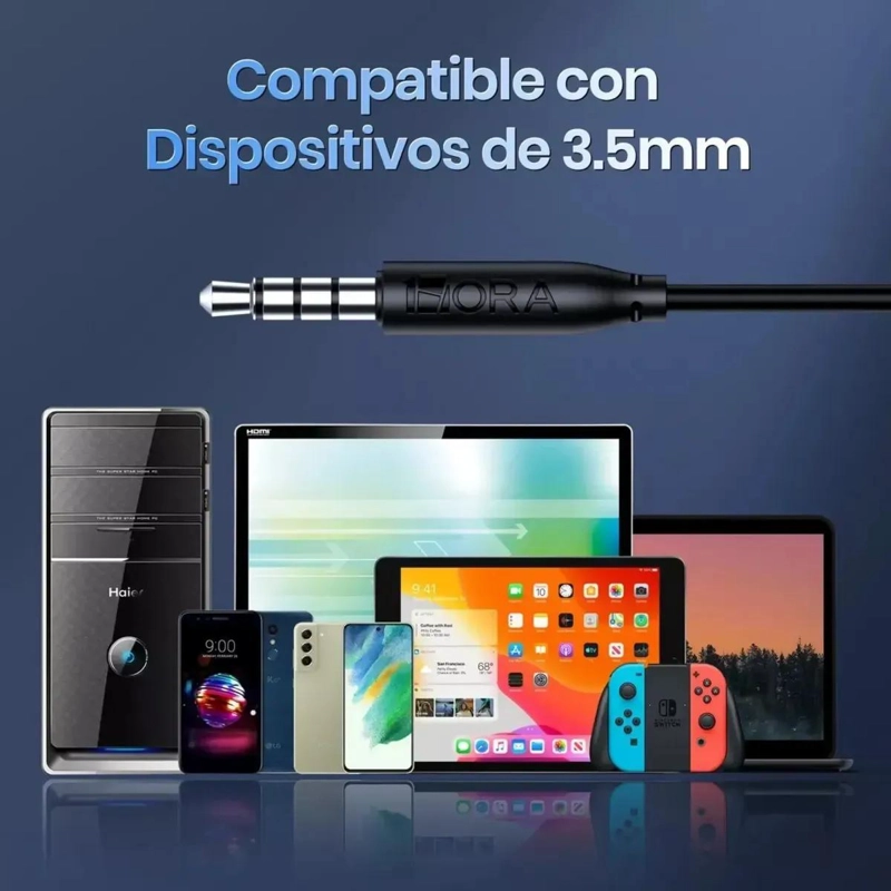 AUDIFONOS IN-EAR MANOS LIBRES CON CONECTOR 3.5MM PARA MUSICA Y LLAMADAS - 7