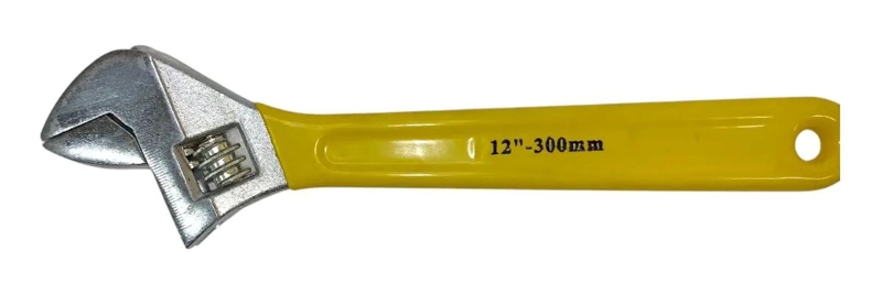 LLAVE FRANCESA 12 PULGADAS ACERO CROMADO AMARILLO ERGONOMICA - 4