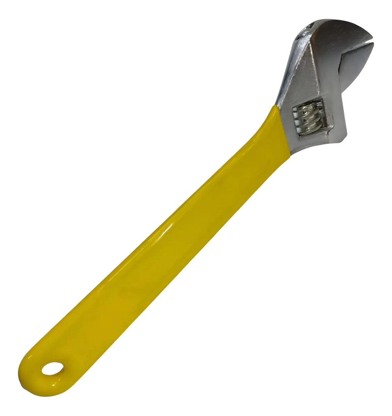 LLAVE FRANCESA 12 PULGADAS ACERO CROMADO AMARILLO ERGONOMICA - 5