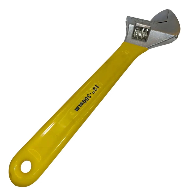 LLAVE FRANCESA 12 PULGADAS ACERO CROMADO AMARILLO ERGONOMICA - 6