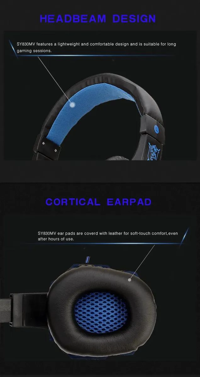 AURICULARES GAMING ESPORTS CON LUZ Y MICROFONO HD - 6