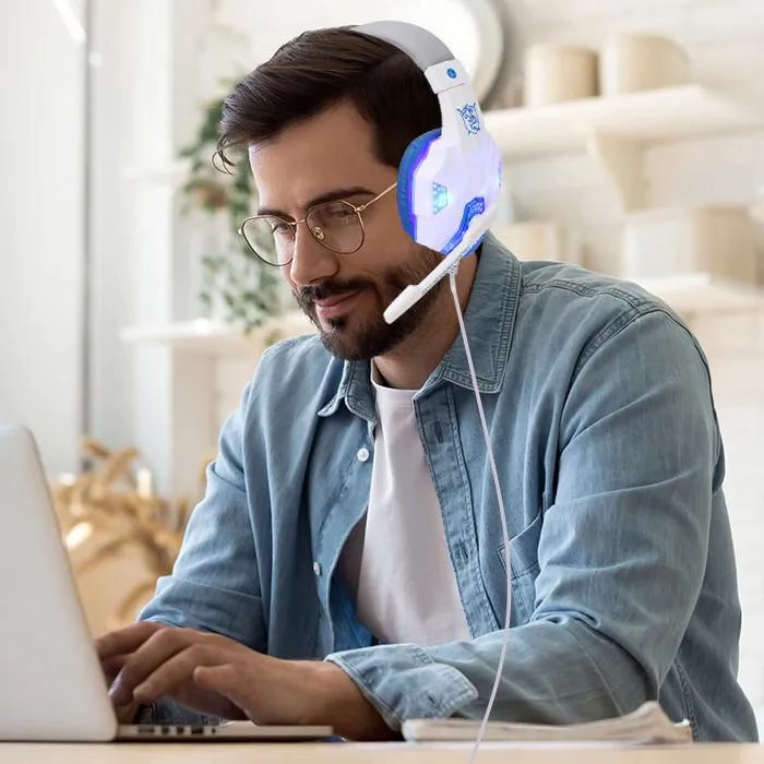 AURICULARES GAMING ESPORTS CON LUZ LED Y MICROFONO - 5