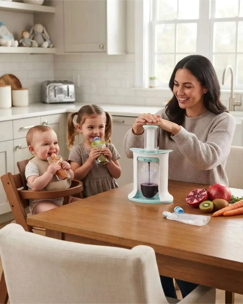 ESTACION DE JUGOS Y PURE S PORTATIL PARA NIÑOS CON 10 BOLSAS REUTILIZABLES - 2