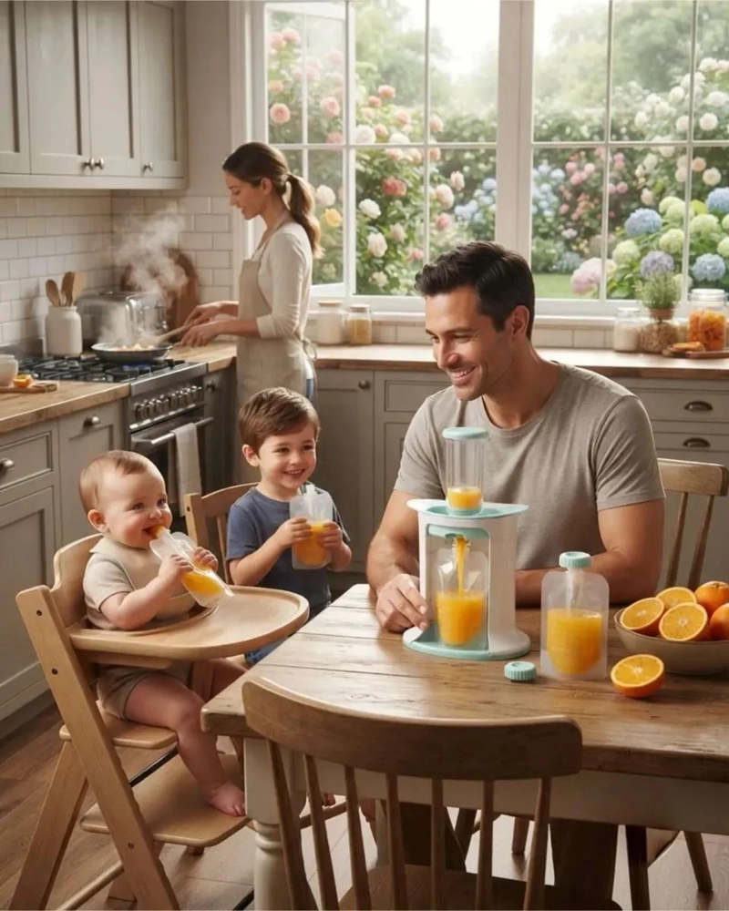 ESTACION DE JUGOS Y PURE S PORTATIL PARA NIÑOS CON 10 BOLSAS REUTILIZABLES - 3
