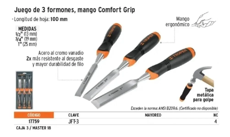 KIT DE CINCELES FORMONES 3 PCS PARA MADERA - 3