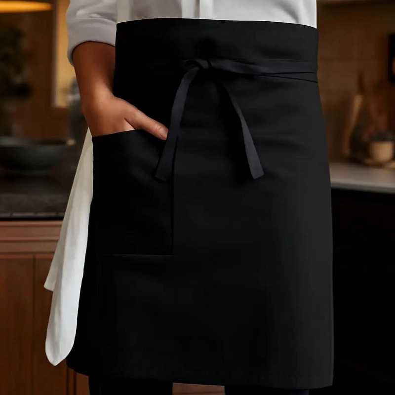 MANDIL CLASICO NEGRO PARA COCINA Y SALON CON BOLSILLOS - 1