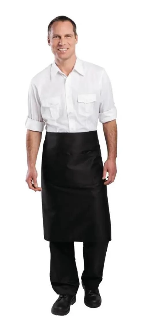 MANDIL CLASICO NEGRO PARA COCINA Y SALON CON BOLSILLOS - 3