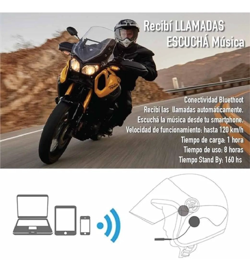 AUDIFONOS BLUETOOTH MANOS LIBRES PARA MOTOCICLISMO CON ESTILO - 5