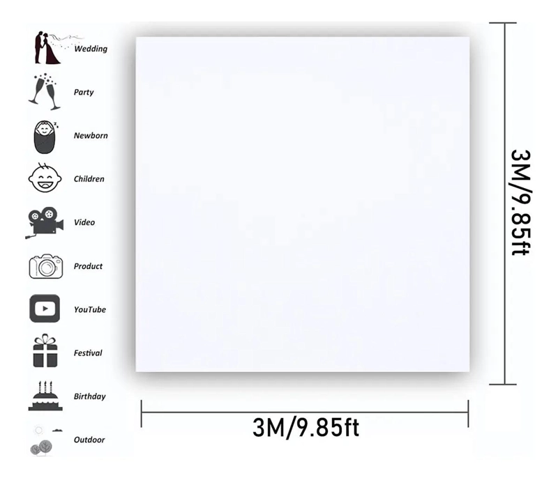 FONDO DE PANTALLA VERDE Y BLANCO PROFESIONAL 3X3M PARA FOTOGRAFIA - 5