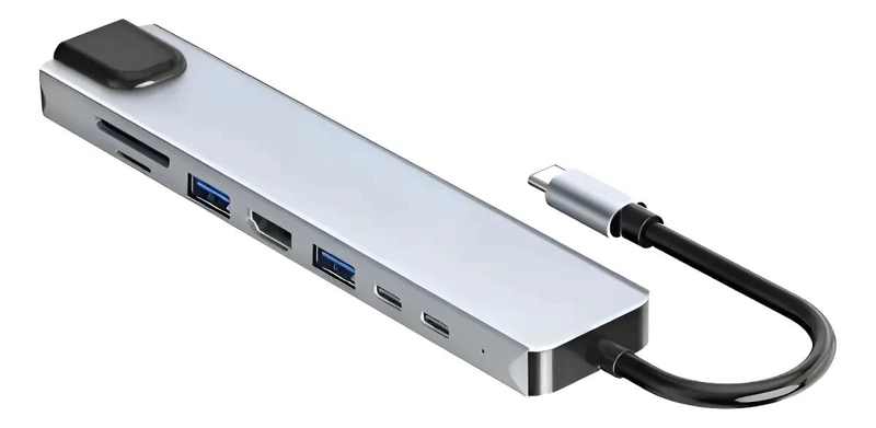ADAPTADOR HUB 8 EN 1 TIPO C CON HDMI Y RJ45 - 2