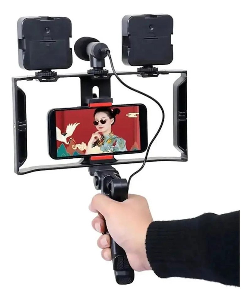 KIT DE GRABACION 5 EN 1 PARA VLOG CON LUZ Y MICROFONO - 2