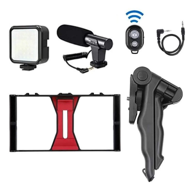KIT DE GRABACION 5 EN 1 PARA VLOG CON LUZ Y MICROFONO - 3