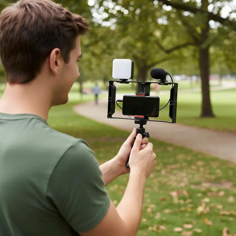 KIT DE GRABACION 5 EN 1 PARA VLOG CON LUZ Y MICROFONO - 6