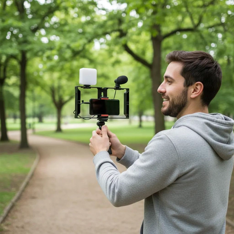 KIT DE GRABACION 5 EN 1 PARA VLOG CON LUZ Y MICROFONO - 7