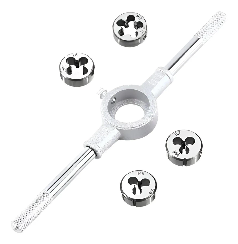 JUEGO DE MACHOS Y TERRAJAS ME TRICOS 10 PIEZAS PARA TALLER - 1