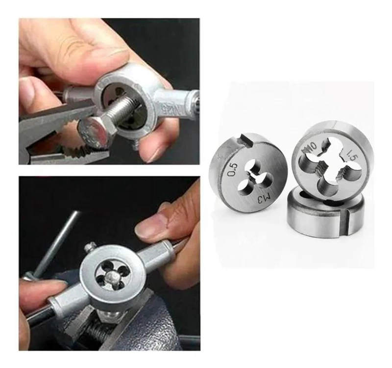 JUEGO DE MACHOS Y TERRAJAS ME TRICOS 10 PIEZAS PARA TALLER - 8