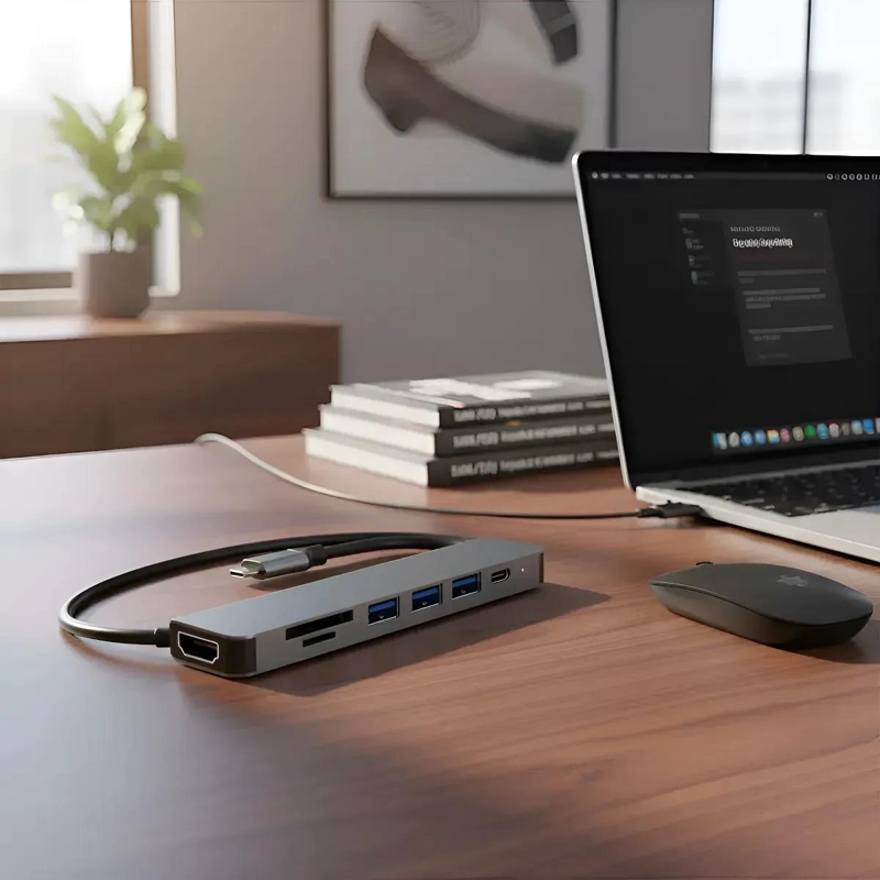HUB 7 EN 1 TIPO C CON HDMI, USB Y LECTOR DE TARJETAS - 1