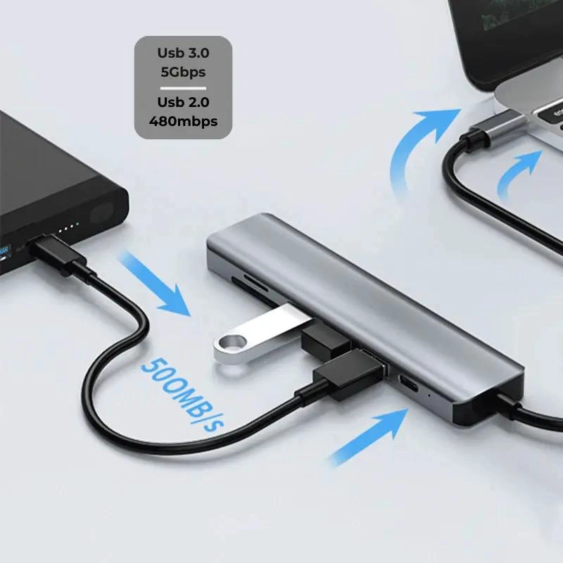 HUB 7 EN 1 TIPO C CON HDMI, USB Y LECTOR DE TARJETAS - 6