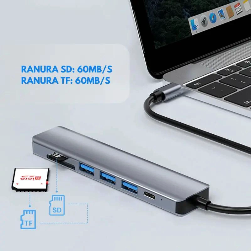 HUB 7 EN 1 TIPO C CON HDMI, USB Y LECTOR DE TARJETAS - 8