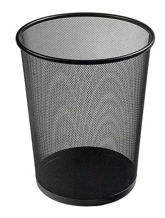 BASURERO METALICO REDONDO PARA OFICINA CON MALLA VENTILADA - 1