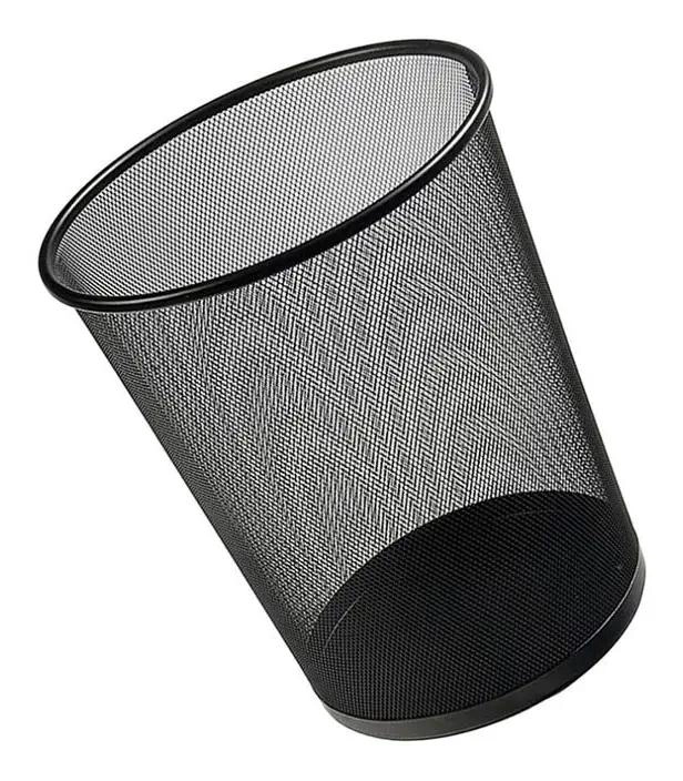 BASURERO METALICO REDONDO PARA OFICINA CON MALLA VENTILADA - 3