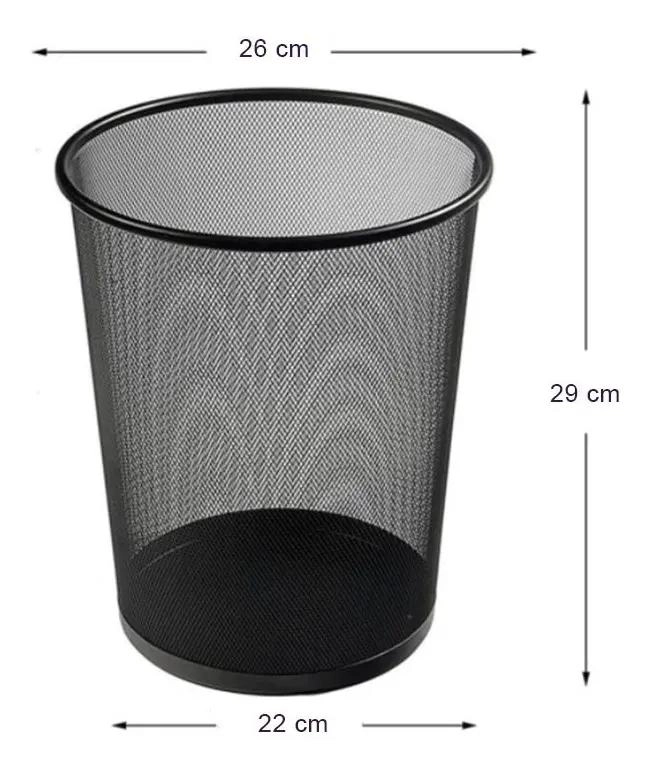 BASURERO METALICO REDONDO PARA OFICINA CON MALLA VENTILADA - 4