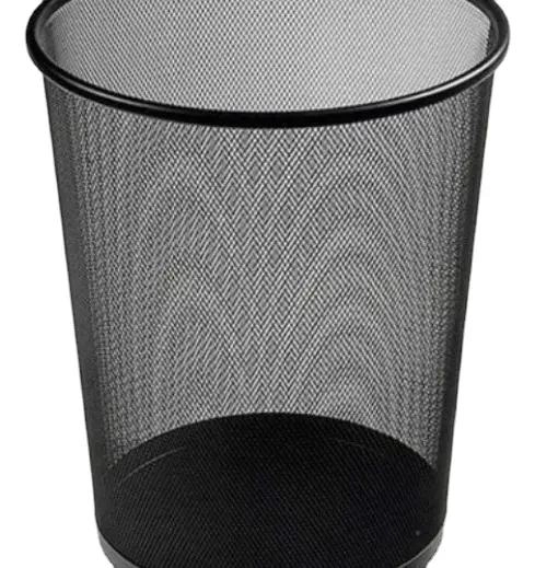 BASURERO METALICO REDONDO GRANDE PARA OFICINA COLOR NEGRO - 1
