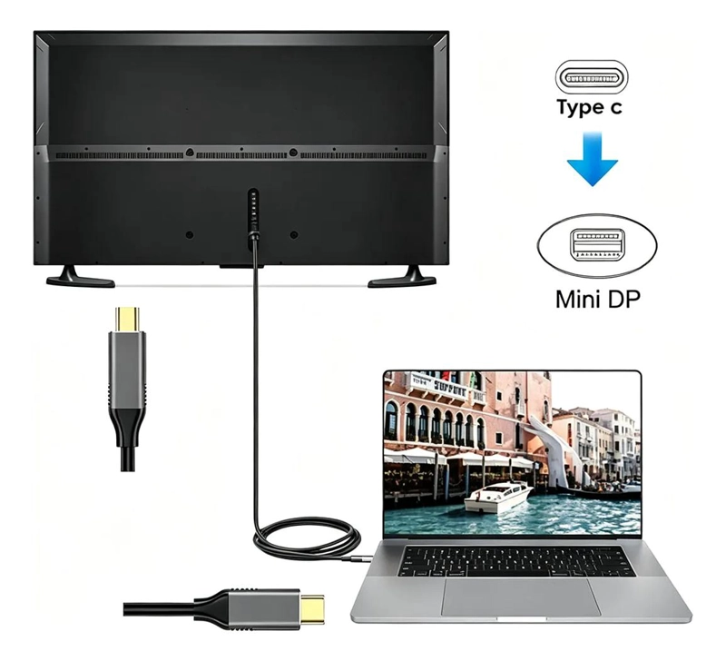 CABLE ADAPTADOR USB-C A MINI DISPLAYPORT 1,8M 4K 60HZ - 6