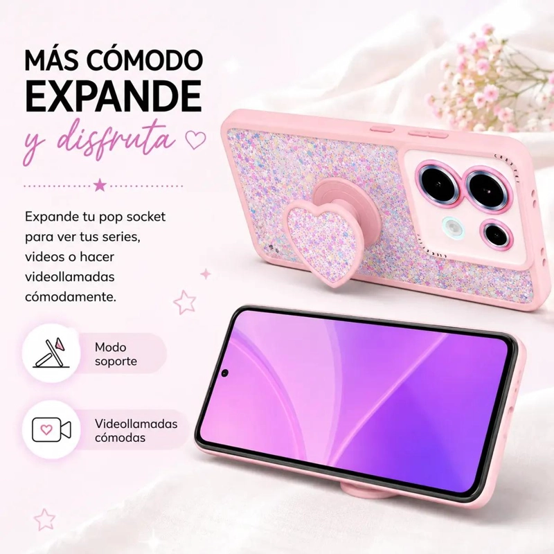 CARCASA BRILLANTE CON POP SOCKET PARA XIAOMI REDMI NOTE 13 PRO 5G - 2