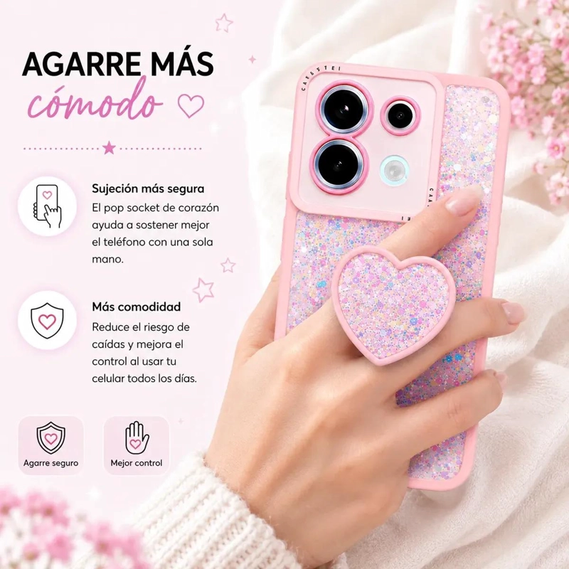 CARCASA BRILLANTE CON POP SOCKET PARA XIAOMI REDMI NOTE 13 PRO 5G - 3
