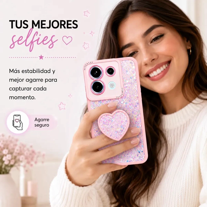CARCASA BRILLANTE CON POP SOCKET PARA XIAOMI REDMI NOTE 13 PRO 5G - 5