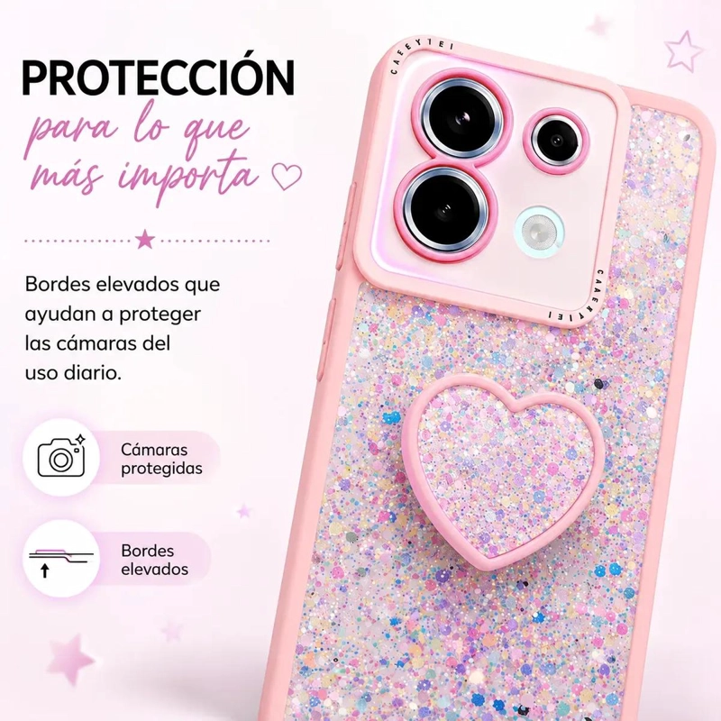 CARCASA BRILLANTE CON POP SOCKET PARA XIAOMI REDMI NOTE 13 PRO 5G - 6